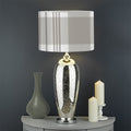 Grey And White Border Tartan Print Drum Lamp Shade