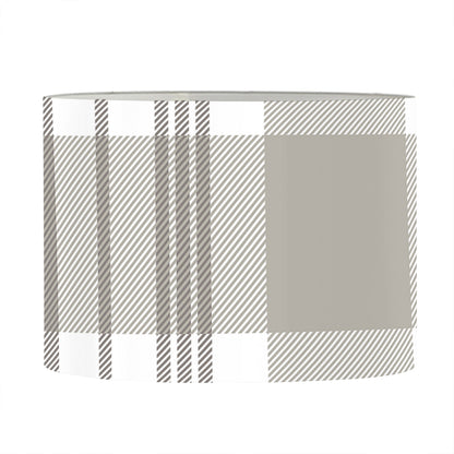 Grey And White Border Tartan Print Drum Lamp Shade