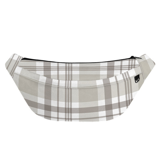 Grey And White Border Tartan Print Fanny Pack