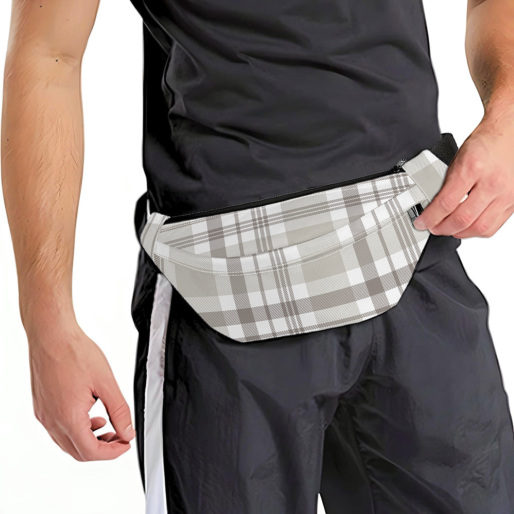 Grey And White Border Tartan Print Fanny Pack
