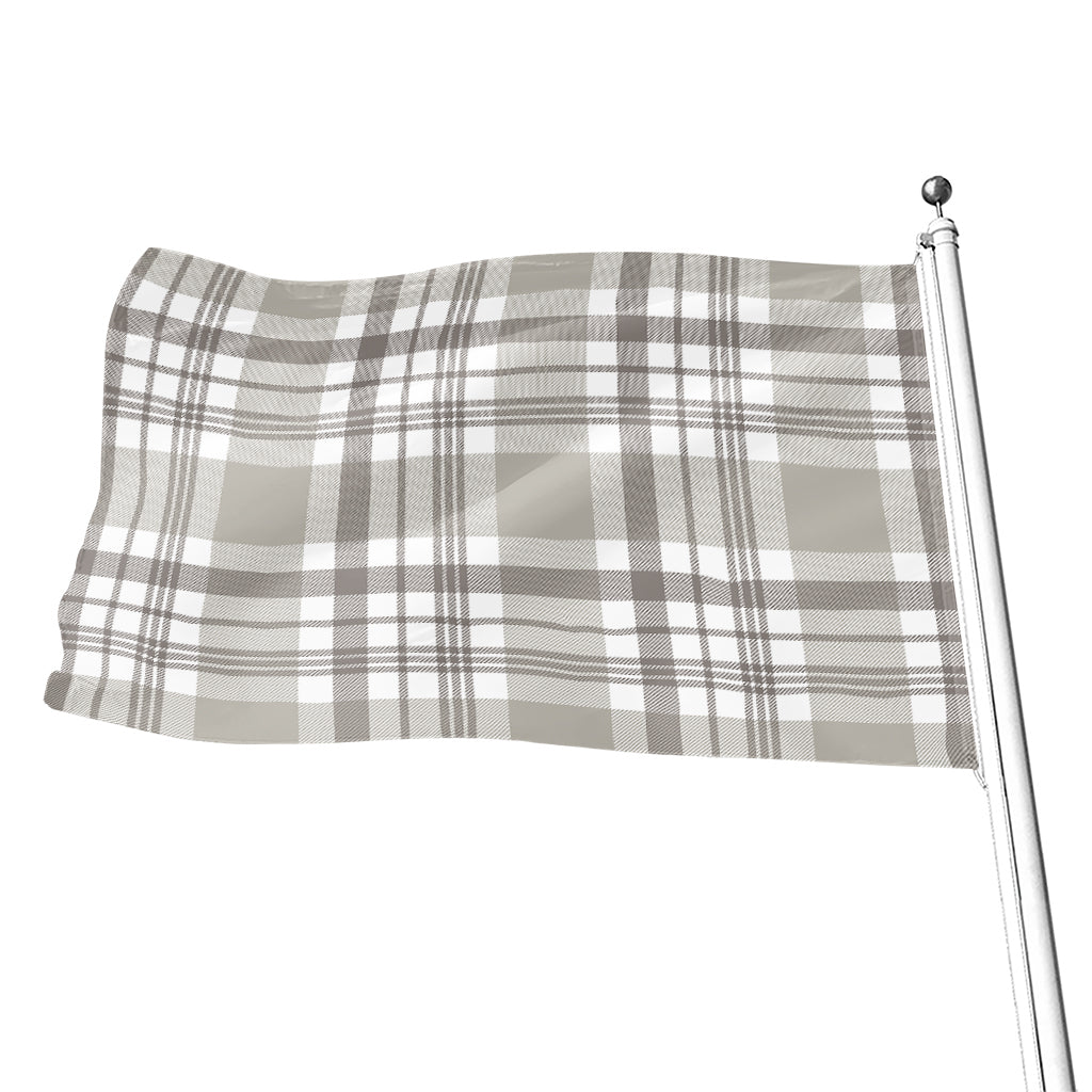 Grey And White Border Tartan Print Flag