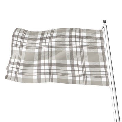 Grey And White Border Tartan Print Flag