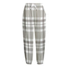 Grey And White Border Tartan Print Fleece Lined Knit Pants