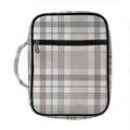 Grey And White Border Tartan Print Front Pocket Bible Bag