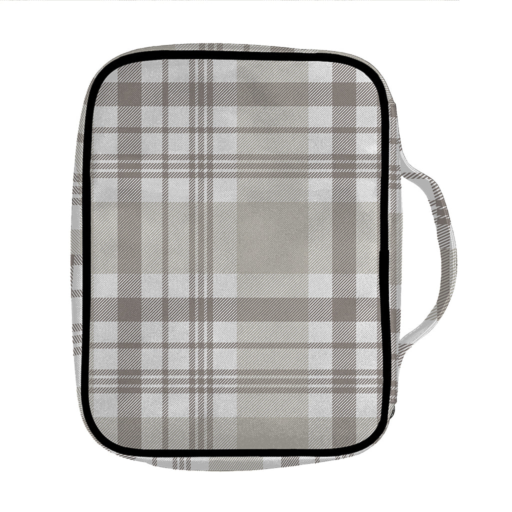 Grey And White Border Tartan Print Front Pocket Bible Bag