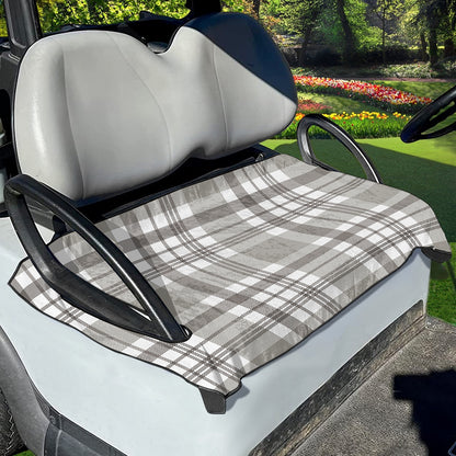 Grey And White Border Tartan Print Golf Cart Seat Cover
