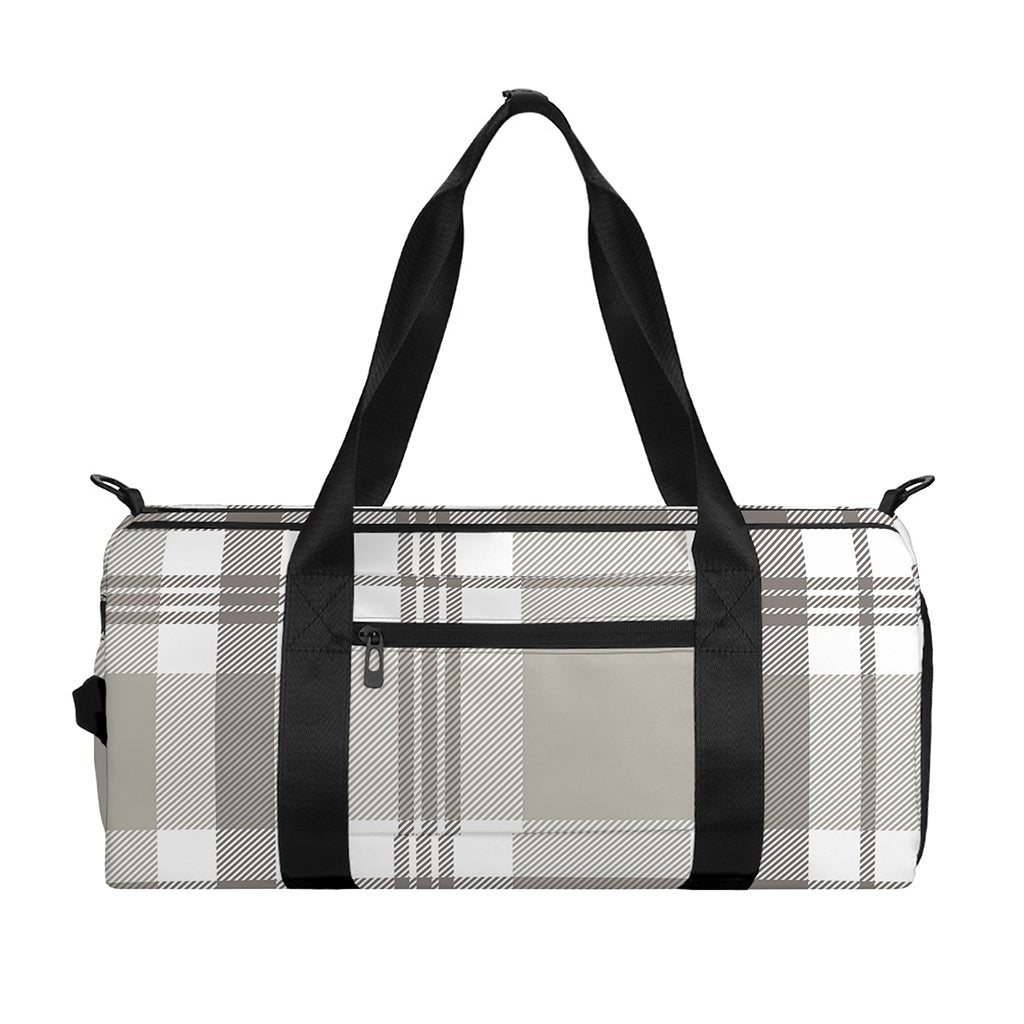 Grey And White Border Tartan Print Gym Bag