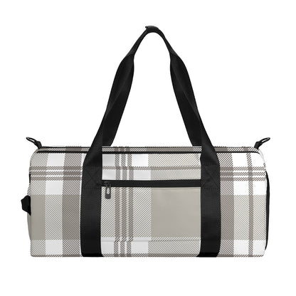 Grey And White Border Tartan Print Gym Bag