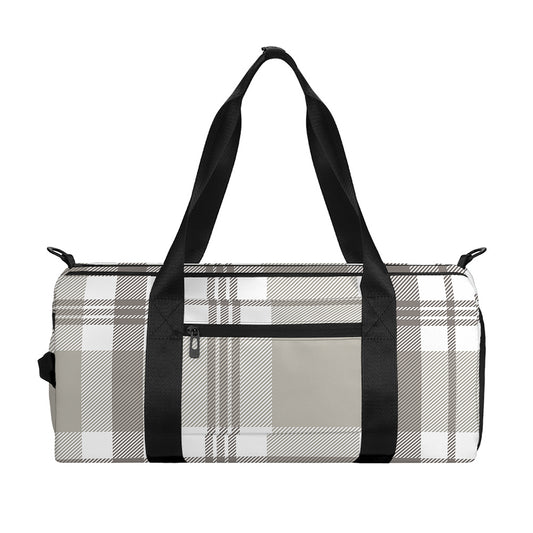 Grey And White Border Tartan Print Gym Bag