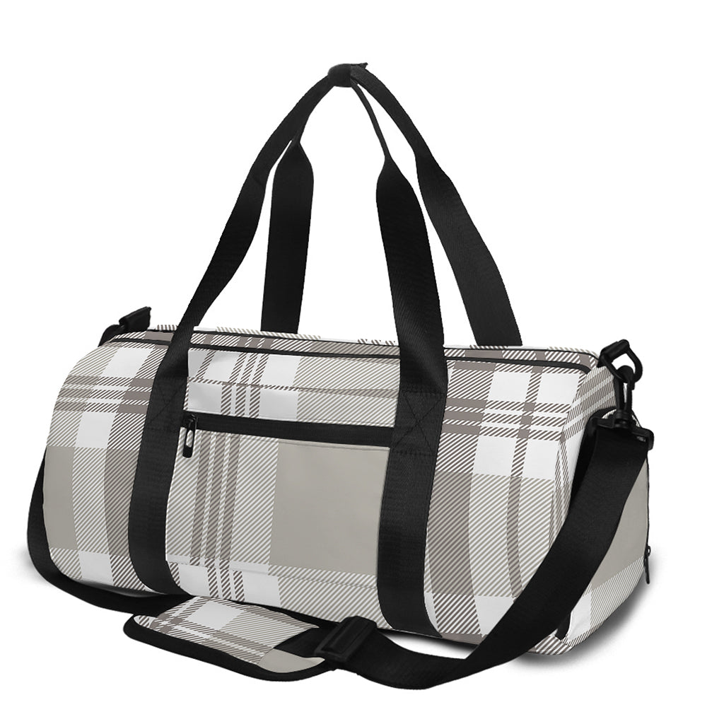 Grey And White Border Tartan Print Gym Bag