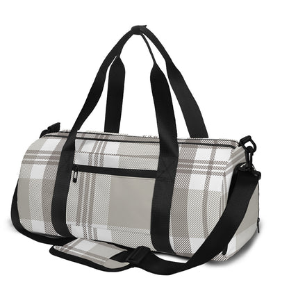 Grey And White Border Tartan Print Gym Bag