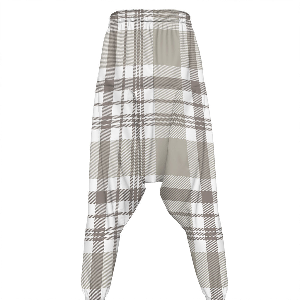 Grey And White Border Tartan Print Hammer Pants