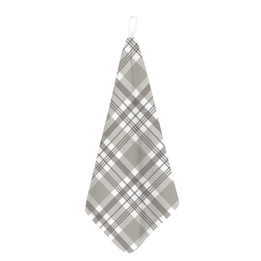 Grey And White Border Tartan Print Hand Towel