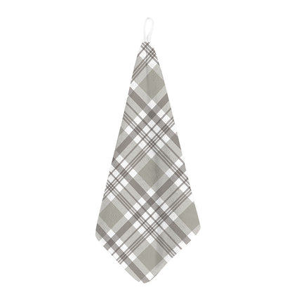Grey And White Border Tartan Print Hand Towel