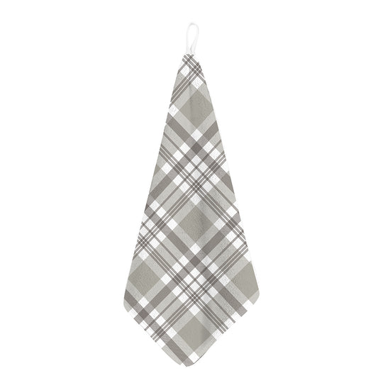 Grey And White Border Tartan Print Hand Towel