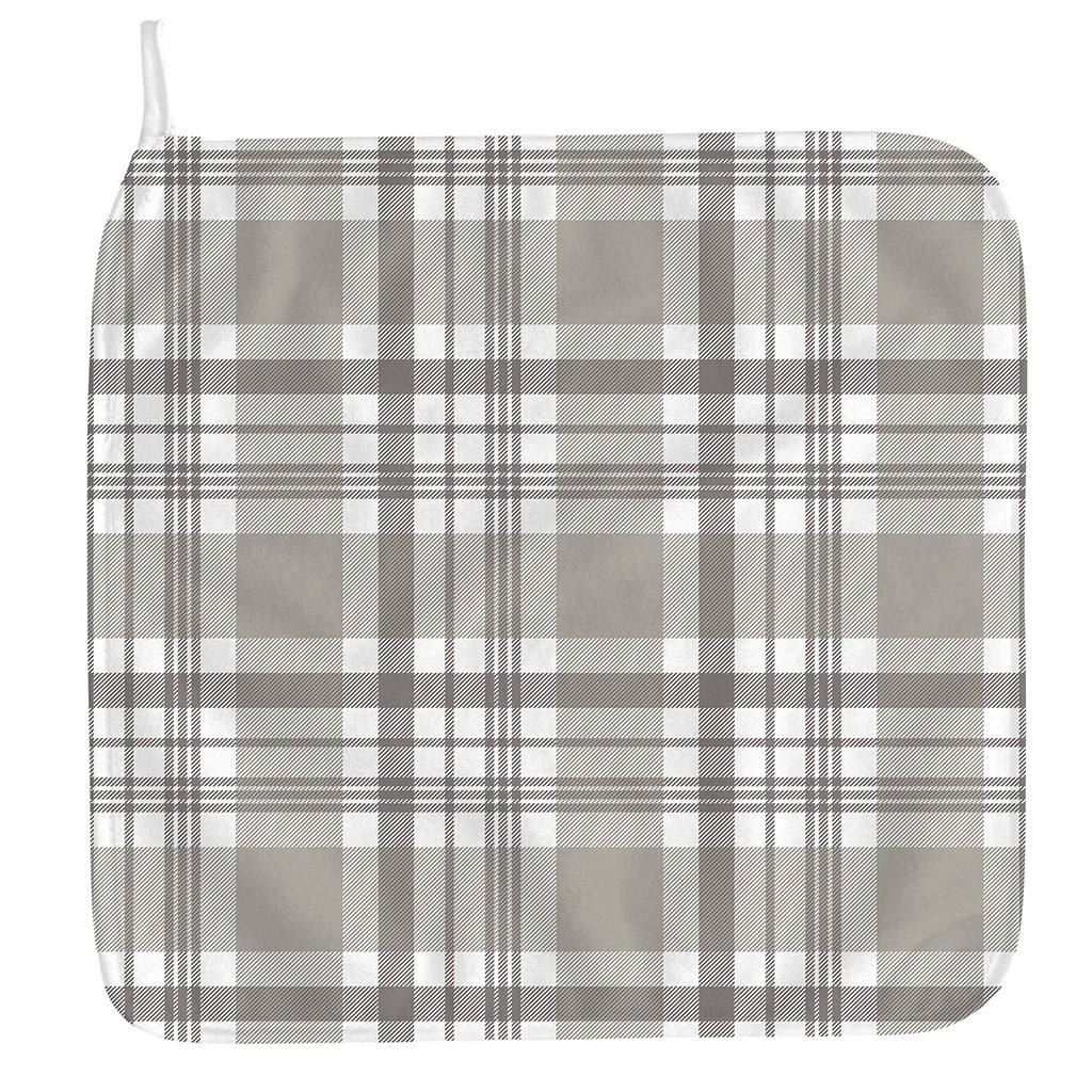 Grey And White Border Tartan Print Hand Towel