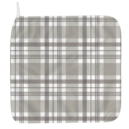 Grey And White Border Tartan Print Hand Towel