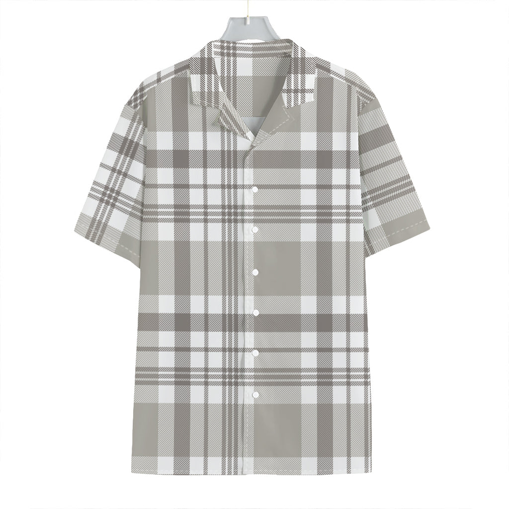 Grey And White Border Tartan Print Hawaiian Shirt