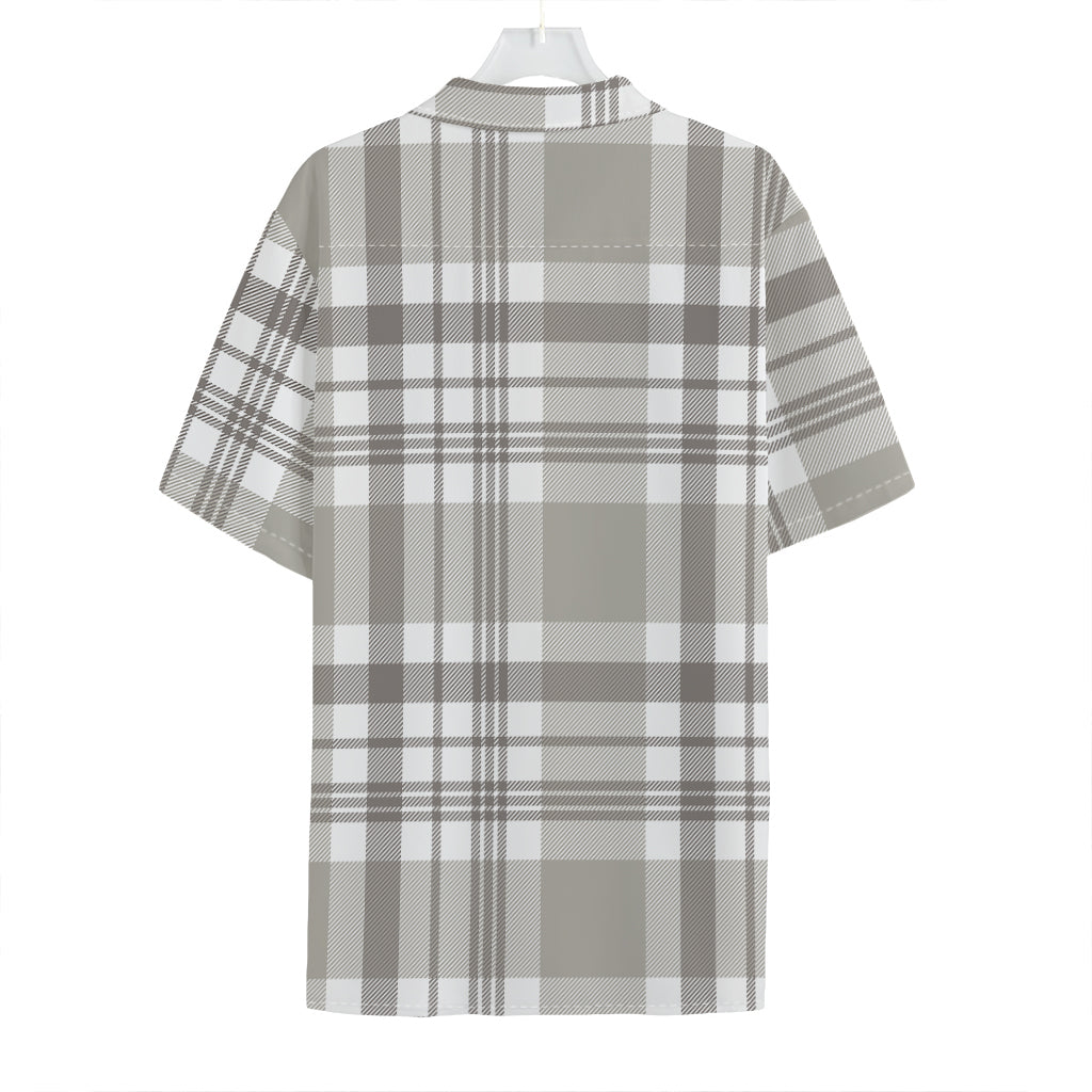 Grey And White Border Tartan Print Hawaiian Shirt