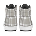 Grey And White Border Tartan Print High Top Leather Sneakers