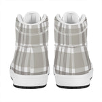 Grey And White Border Tartan Print High Top Leather Sneakers