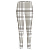 Grey And White Border Tartan Print High-Waisted Pocket Leggings