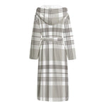 Grey And White Border Tartan Print Hooded Bathrobe