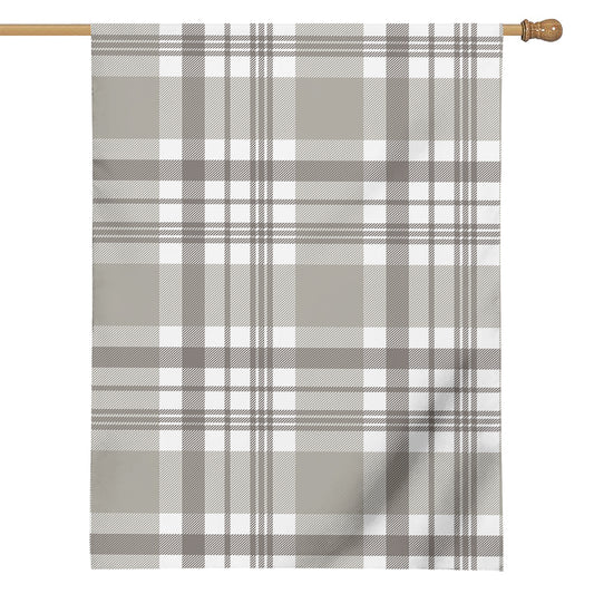 Grey And White Border Tartan Print House Flag