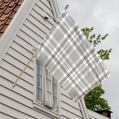 Grey And White Border Tartan Print House Flag