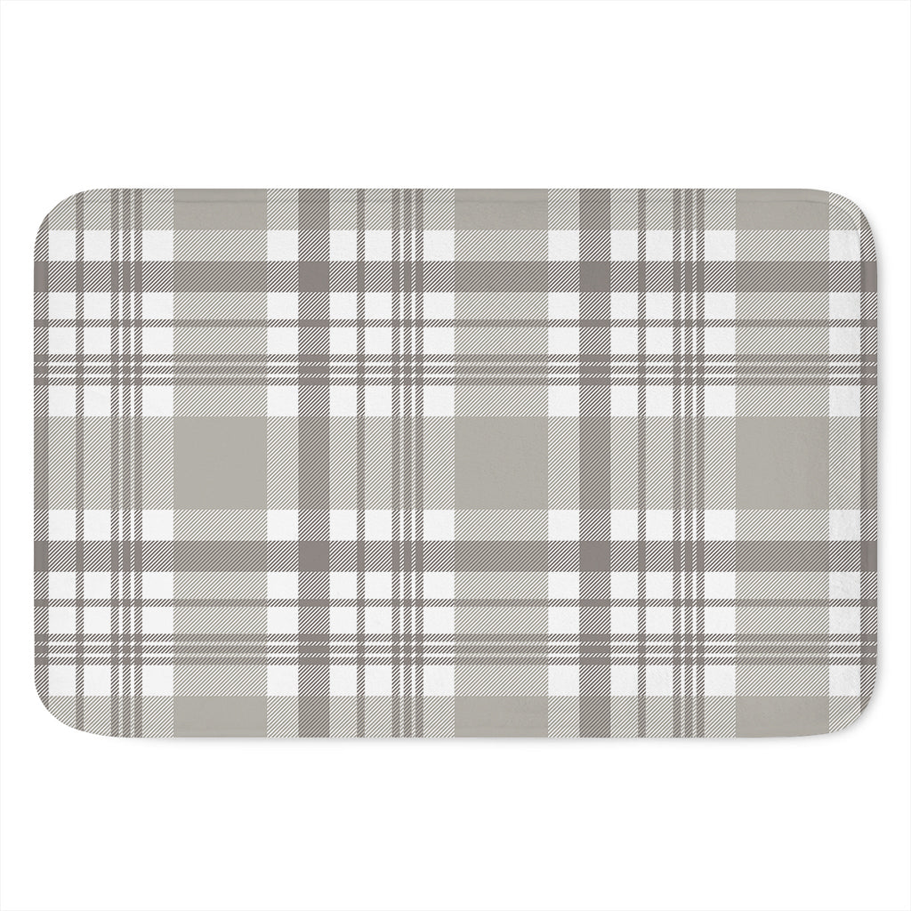 Grey And White Border Tartan Print Indoor Door Mat