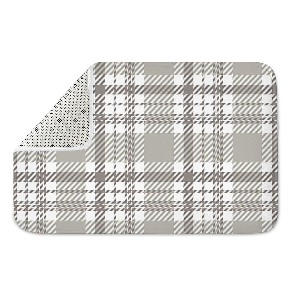 Grey And White Border Tartan Print Indoor Door Mat