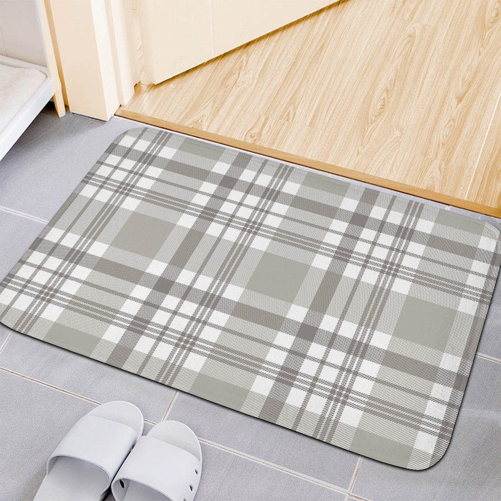 Grey And White Border Tartan Print Indoor Door Mat