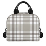 Grey And White Border Tartan Print Insulated Lunch Bag