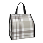 Grey And White Border Tartan Print Insulated Lunch Tote