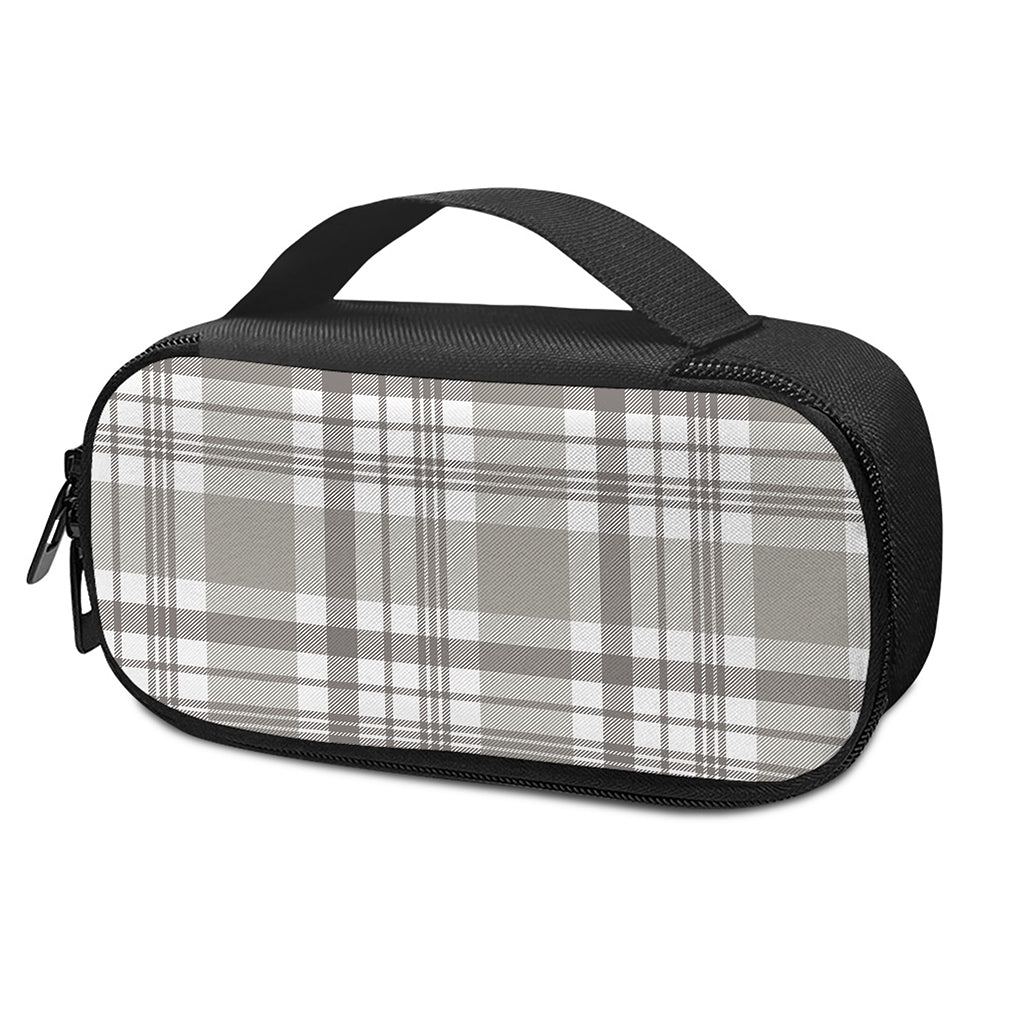 Grey And White Border Tartan Print Insulin Cooler Travel Case