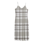 Grey And White Border Tartan Print Jersey Midi Cami Dress