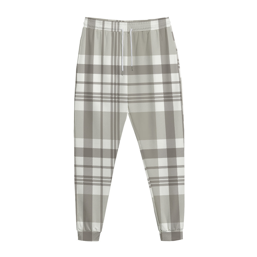 Grey And White Border Tartan Print Jogger Pants