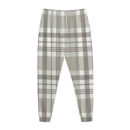 Grey And White Border Tartan Print Jogger Pants