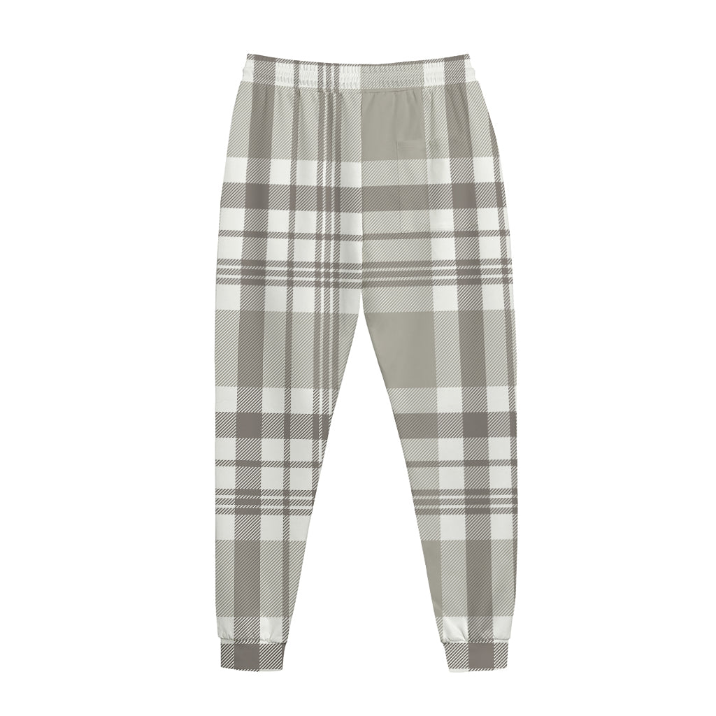 Grey And White Border Tartan Print Jogger Pants