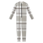 Grey And White Border Tartan Print Jumpsuit