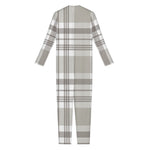 Grey And White Border Tartan Print Jumpsuit