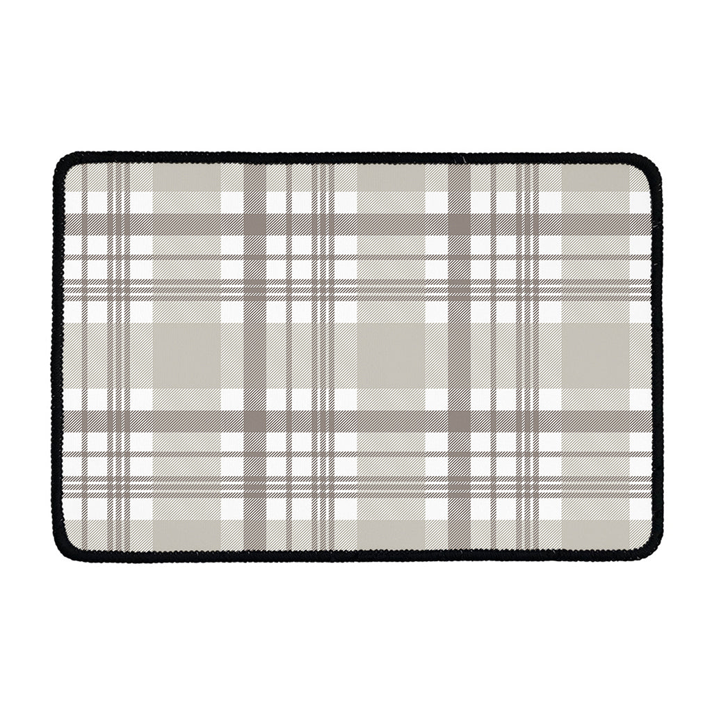 Grey And White Border Tartan Print Kitchen Mat
