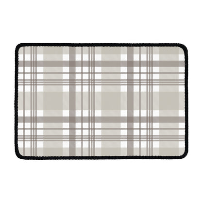 Grey And White Border Tartan Print Kitchen Mat