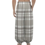 Grey And White Border Tartan Print Lantern Pants