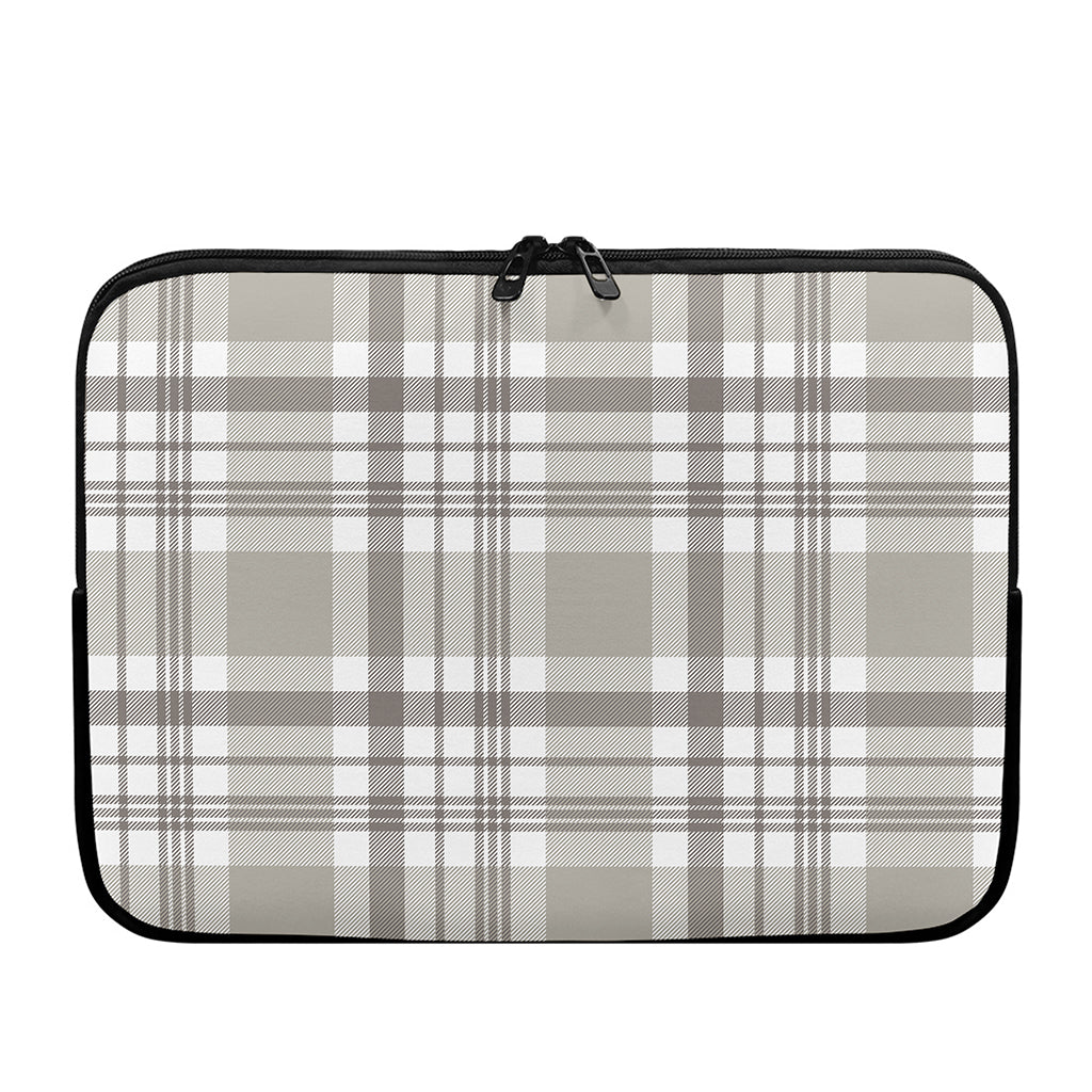 Grey And White Border Tartan Print Laptop Sleeve