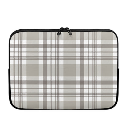 Grey And White Border Tartan Print Laptop Sleeve