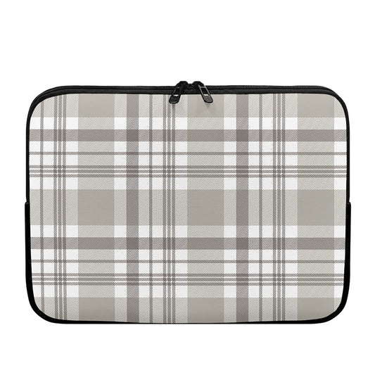 Grey And White Border Tartan Print Laptop Sleeve