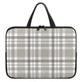 Grey And White Border Tartan Print Laptop Sleeve With Handle