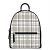 Grey And White Border Tartan Print Leather Backpack