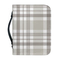 Grey And White Border Tartan Print Leather Bible Cover